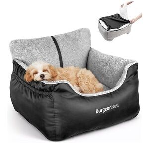 PET Carseat/bed: BurgeonNest NEW Plush Pet car seat  - Black & Light Gray